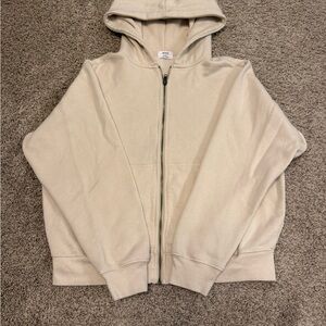 Beige Zip-Up Hoodie